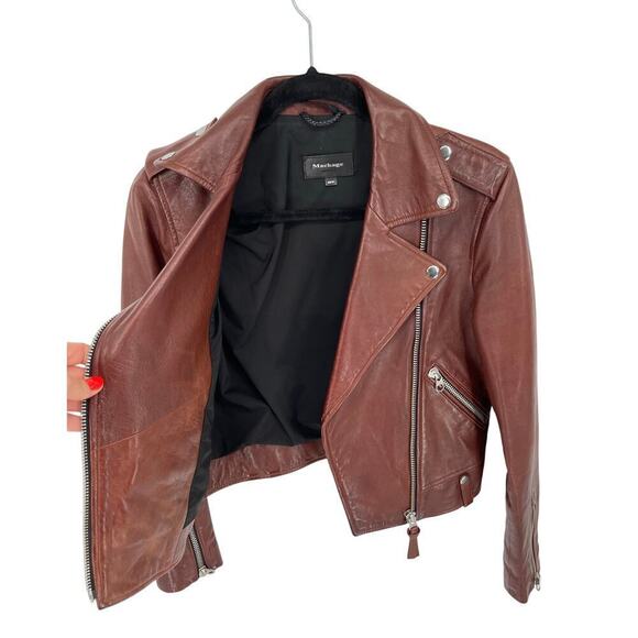 Rare Mackage Brown Baya Lamb Leather Biker Moto Motorcycle Jacket size XS - Picture 3 of 15